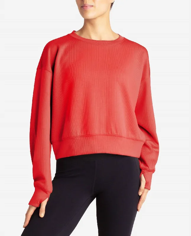 Elegant Details Scuba Rib Luxury Sweatshirt In Cayenne