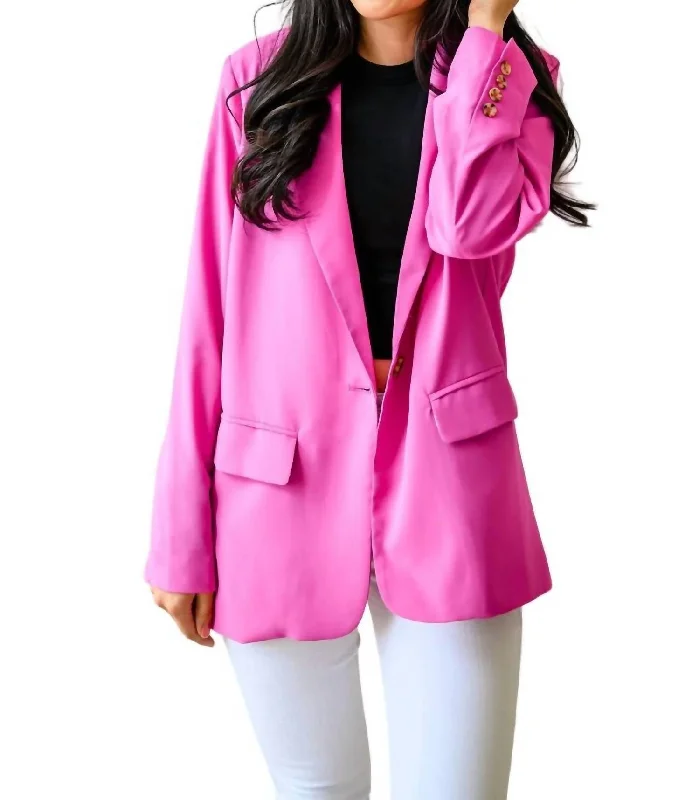 Bold Fashion Every Day Blazer In Fuschia