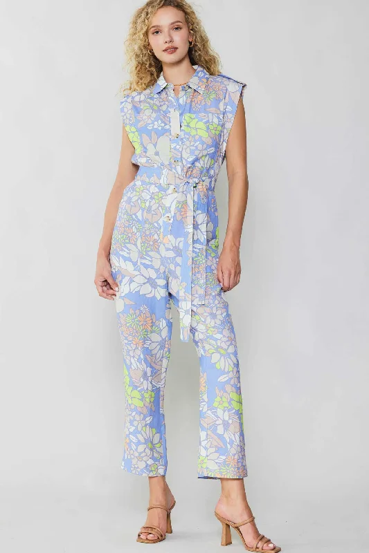 Chic Sophistication Floral Print Utility Jumpsuit