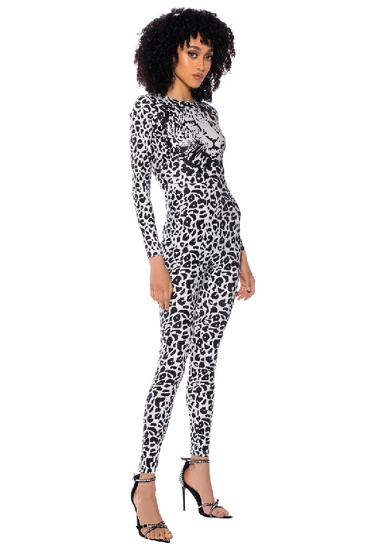 Hollywood Glam Award - Show Style NYRA CHEETAH PRINTED LONG SLEEVE JUMPSUIT