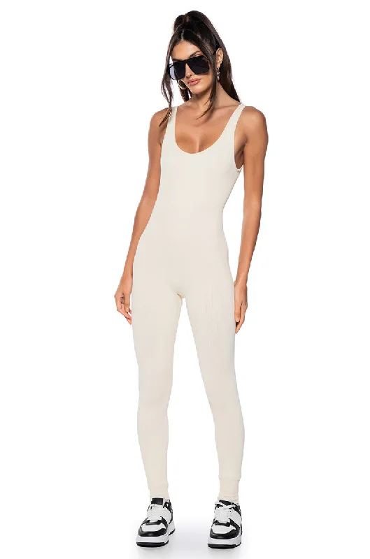 Chic Style, Always In Vogue HOT GIRL WALK SLEEVELESS CATSUIT IN CREAM