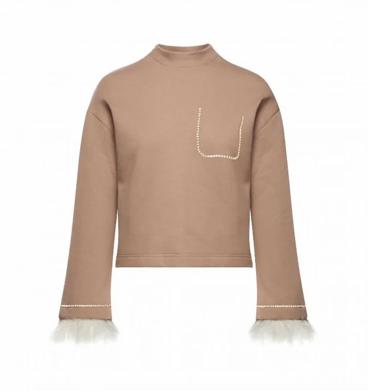 Limited-Time Offer Fur Sleeve Sweatshirt In Light Camel