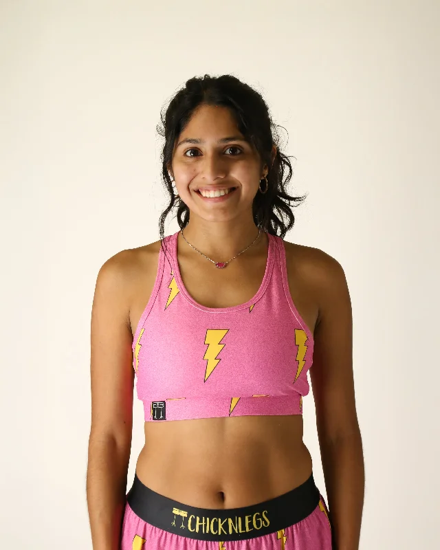 Summer Fashion Women's Pink Bolts OG Sports Bra