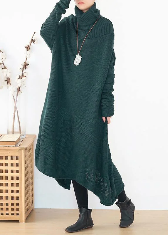 Wardrobe Essentials back open Sweater high neck dress outfit Moda blackish green  Hipster knitted tops