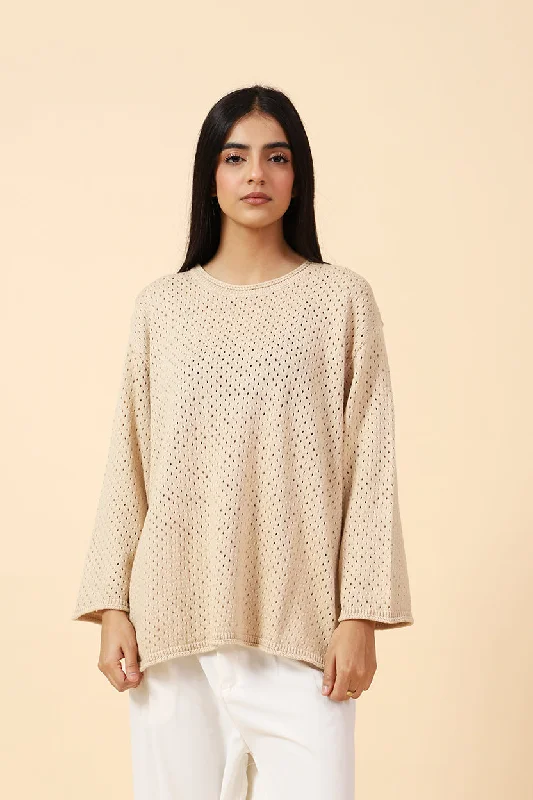 Trendy Attire For Her CROCHET KNIT OVERSIZED TOP