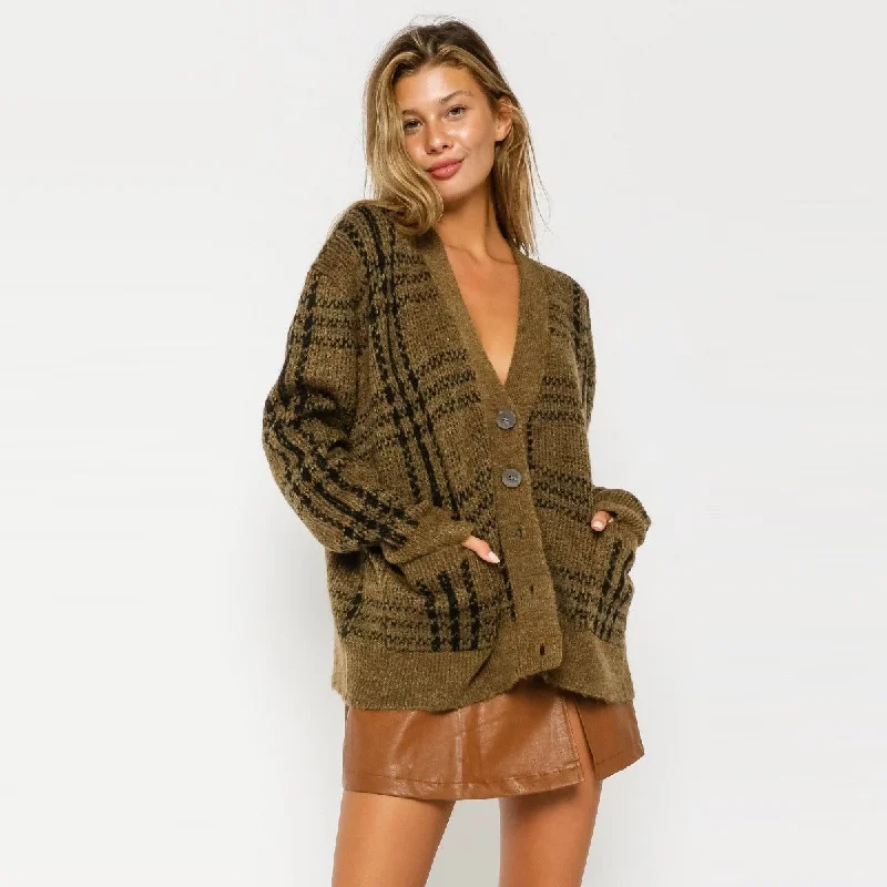 High End Designer Brands Discount Cardigan (Olive Black)