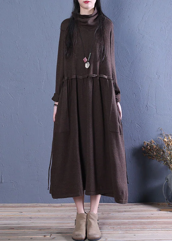 Minimalist Office - Ready Style Chocolate Robe Casual Dresses Spring