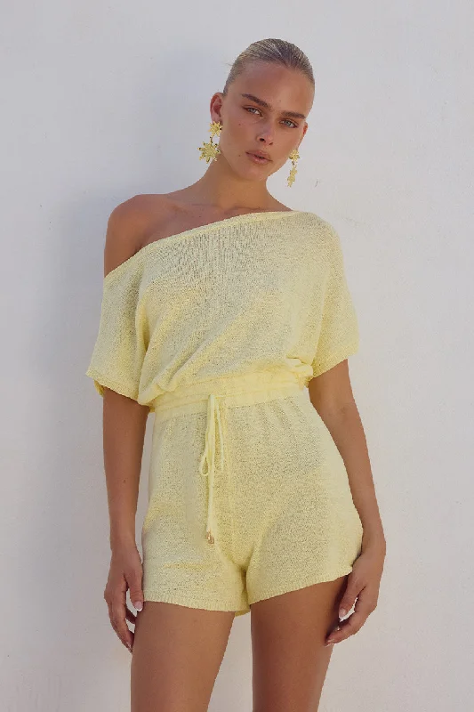 Trendy Aesthetics MIAMI KNIT PLAYSUIT - LEMON