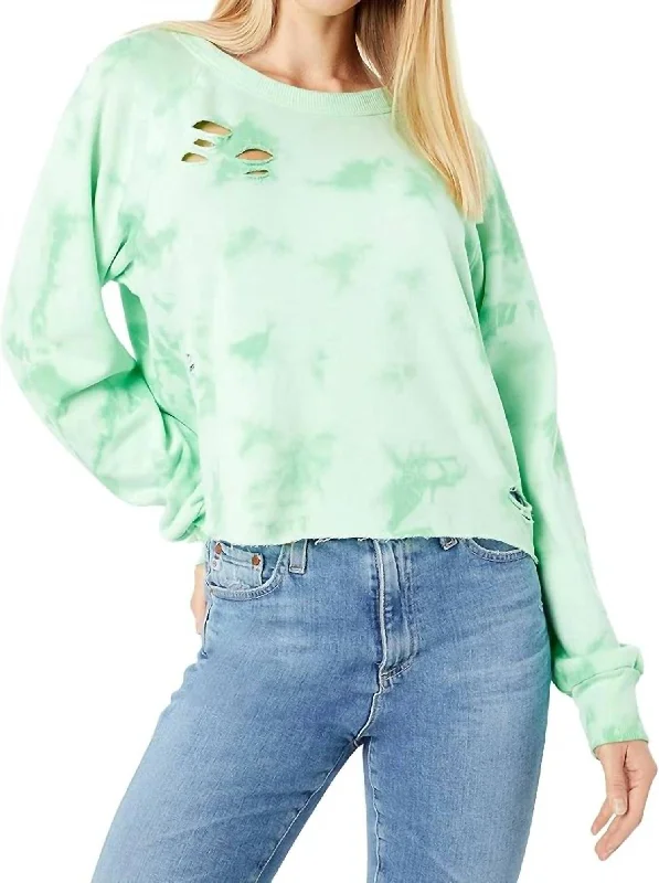 Trendy Styles Crop Sweatshirt In Green Ash