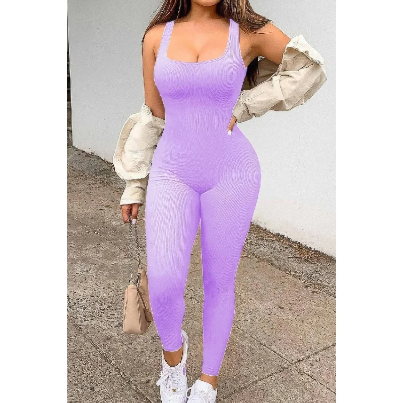 Spring Wardrobe Seamless Ribbed Tank Jumpsuit