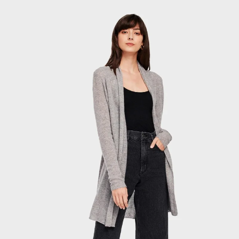 Seasonal Sale Essential Cashmere Trapeze Cardigan (Heather Grey)