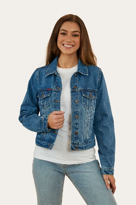 Trend Leading Collection Scarlett Womens Denim Jacket - Mid Wash Blue