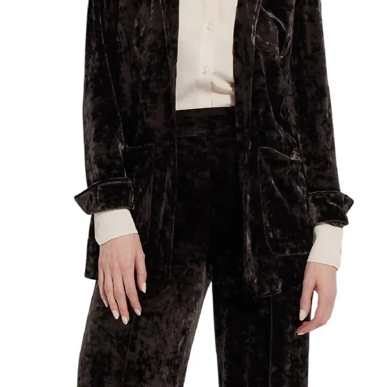 Flash Sale Now Shay Crushed Velvet Suit Blazer In Double Espresso