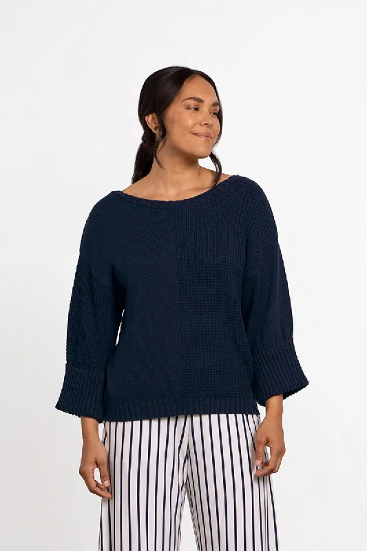 Top Brand Discounts Texture Block Boxy Sweater | Navy