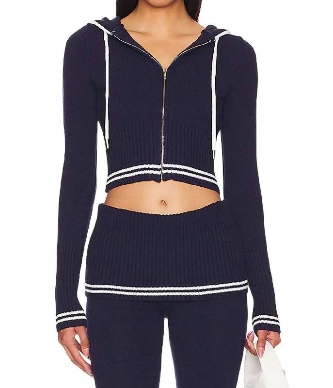 Wardrobe Essentials Aimee Cloud Knit Hoodie Top In Starlight