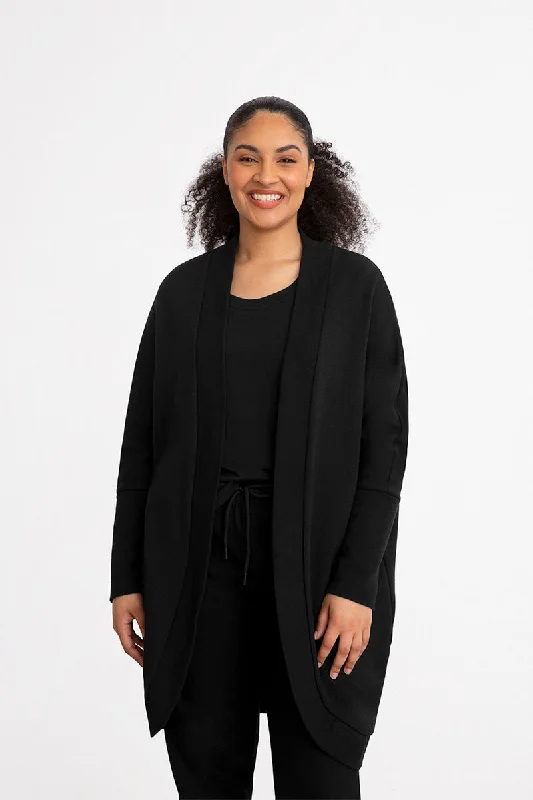 Stylish Spring Fashion Bamboo Fleece Cocoon Cardi | Black