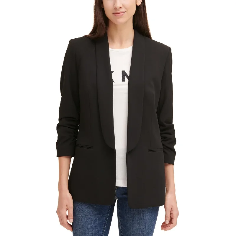 Minimalist Chic Petites Womens Solid Office Open-Front Blazer