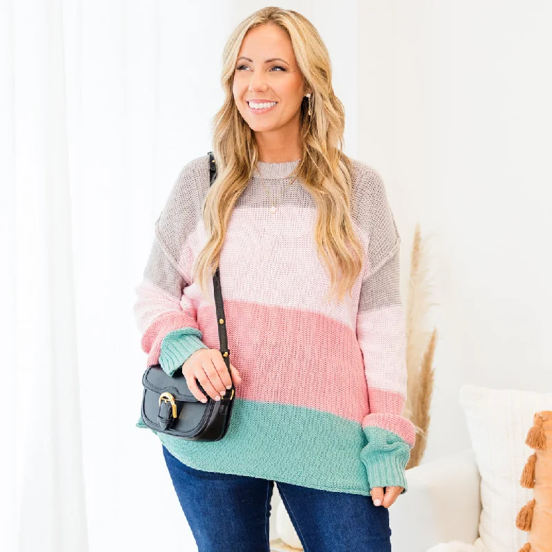 Trend Setting Wardrobe Soft Hues Sweater, Blush-Sage