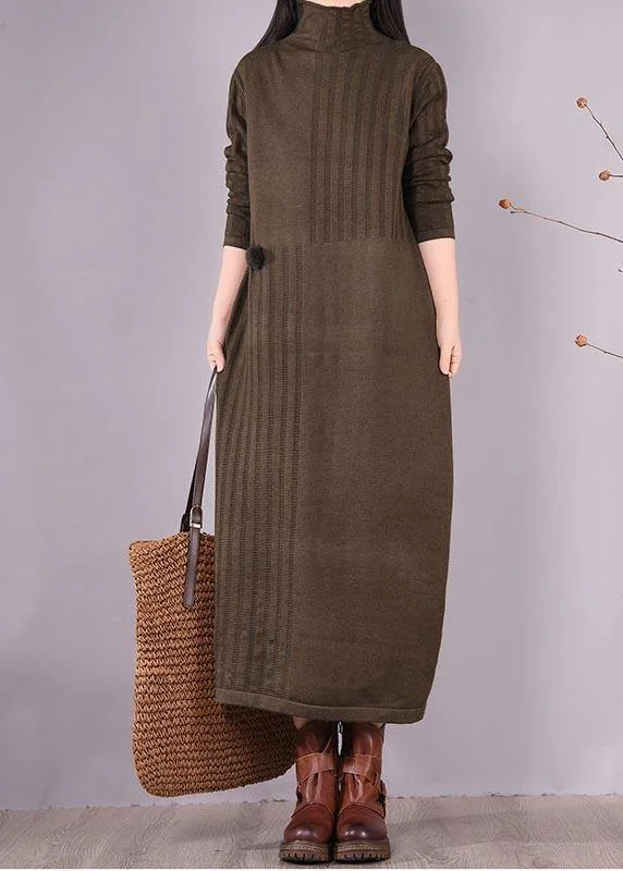 Great Prices On Feminine Styles Vivid High Neck Spring Clothes Women Photography Chocolate Dress