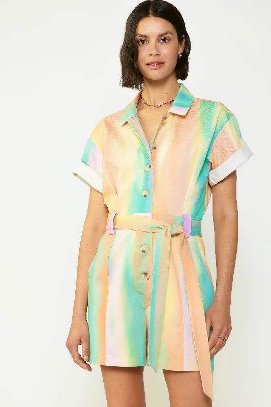 Contemporary Chic Rainbow Painterly Romper