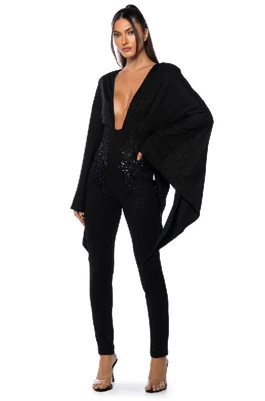 Evening Elegance MARRY THE NIGHT LONG SLEEVE EMBELLISHED JUMPSUIT