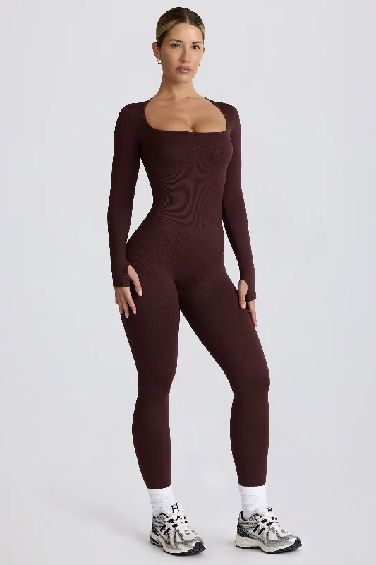 Elegant Style Super Sculpt Seamless Full-Length Jumpsuit in Chocolate