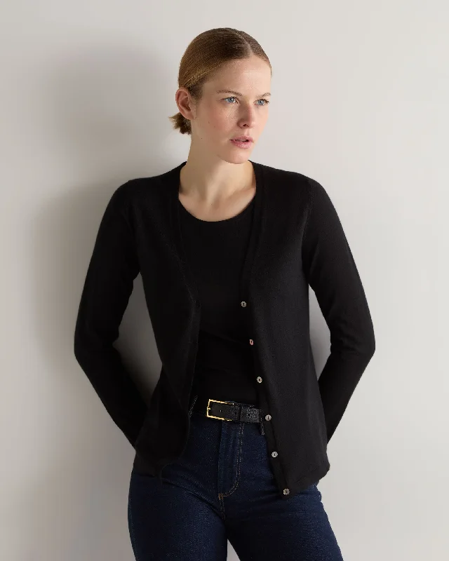 Evening Looks Women's Mia Superfine Cashmere V Neck Cardigan Black