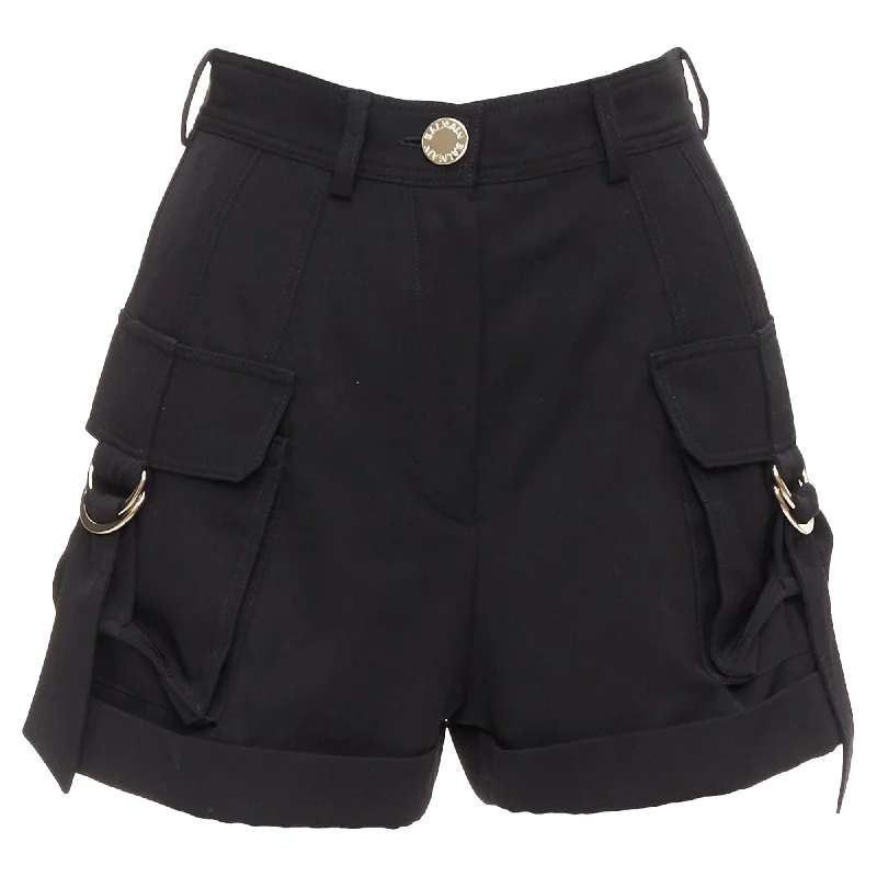 Buy More, Save More Balmain wool gold logo button pocketed cargo shorts