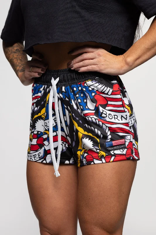 Season Appropriate Women's Collection Star Spangled Women's Gym Short (3" Inseam)