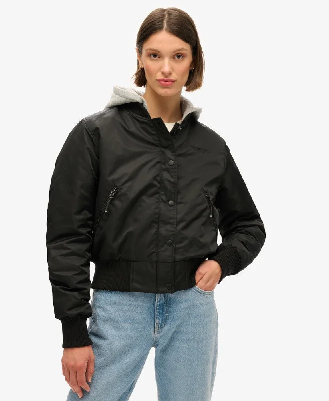 Statement Piece Hooded Bomber Jacket | Black