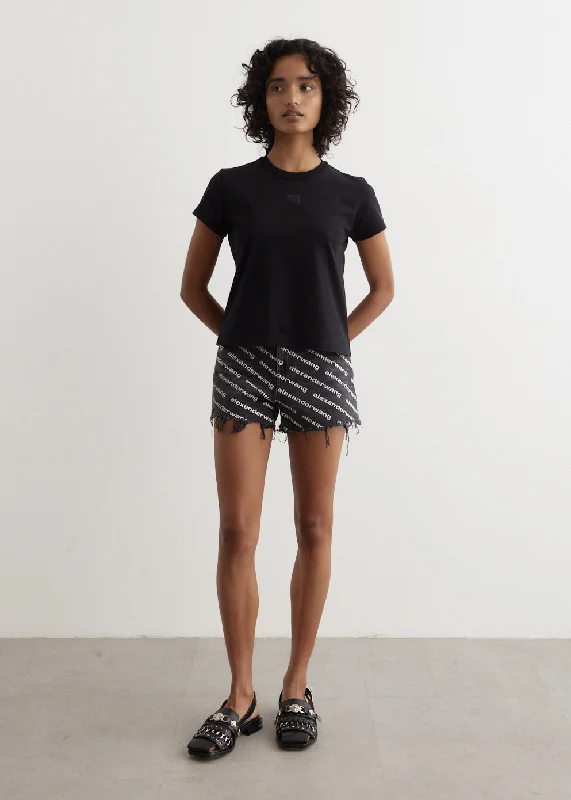 Vintage Inspired Fashion Sale Bite Shorts with Logo Print