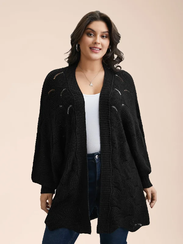 Trend Alert Textured Cut-Out Open-Front Cardigan