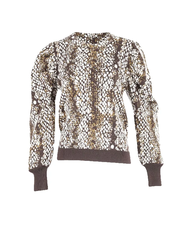 Trendy Street Style Attire Ulla Johnson Gemma Gathered Jacquard-Knit Sweater in Multicolor Wool