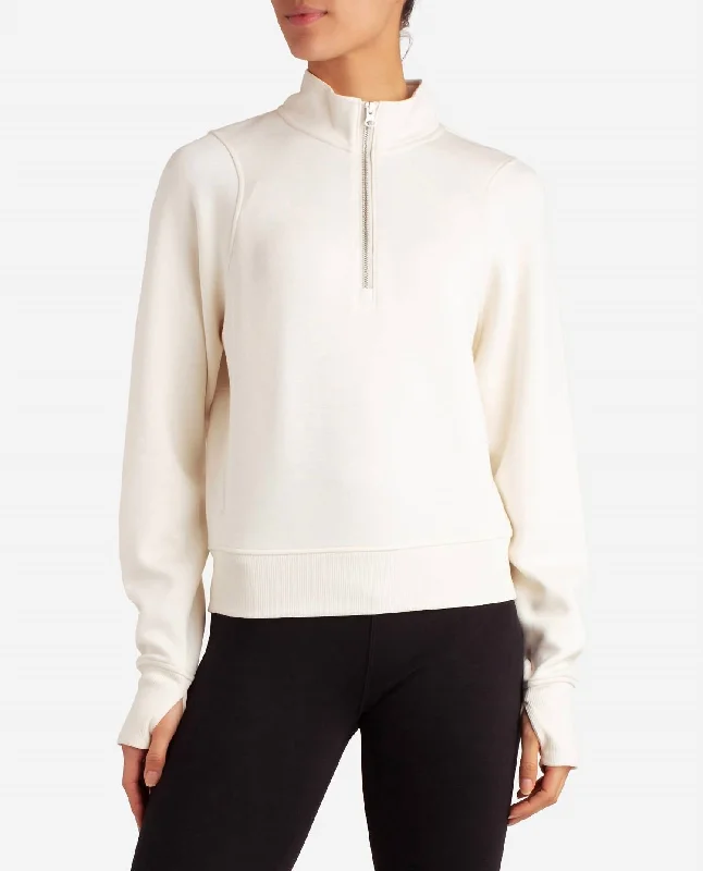 Effortless Comfort Cityscape Half Zip Sweatshirt In Birch