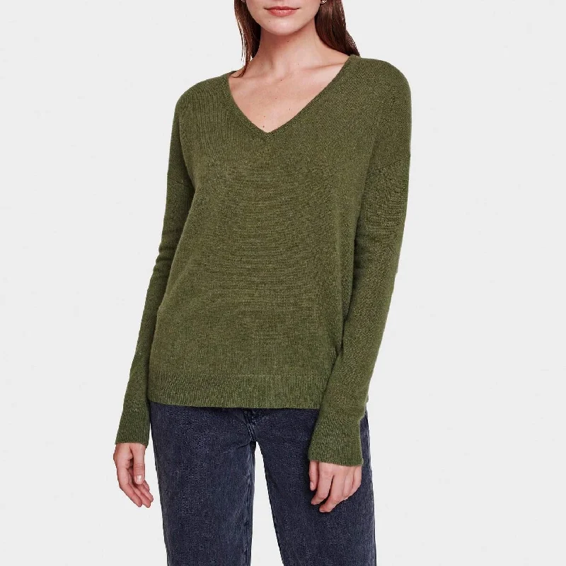 Latest Trends Essential Cashmere V-Neck (Olive Heather)