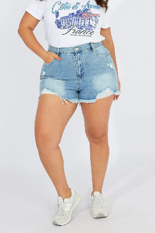 Seasonal Fashion Denim Relaxed Shorts High Rise