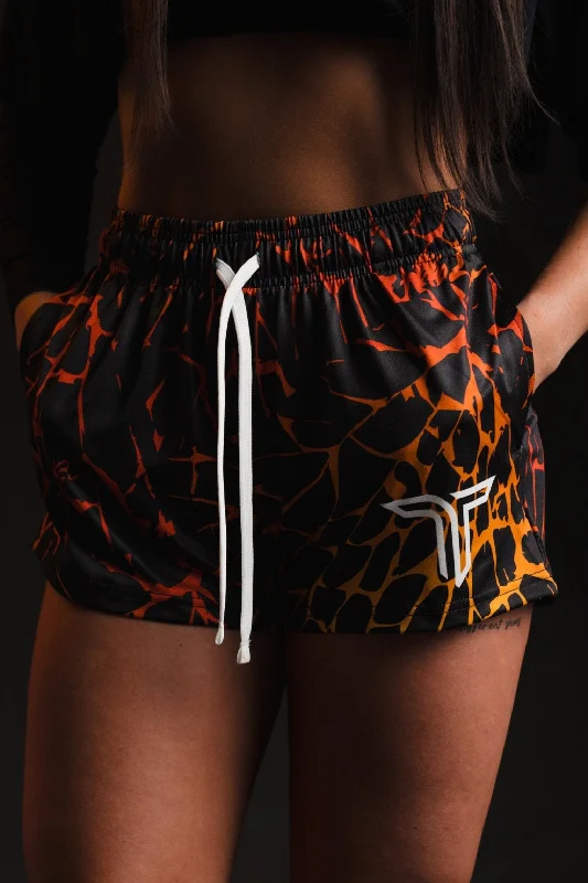 High End Designer Brands Discount Magma Women's Gym Short (3" Inseam) - Lava