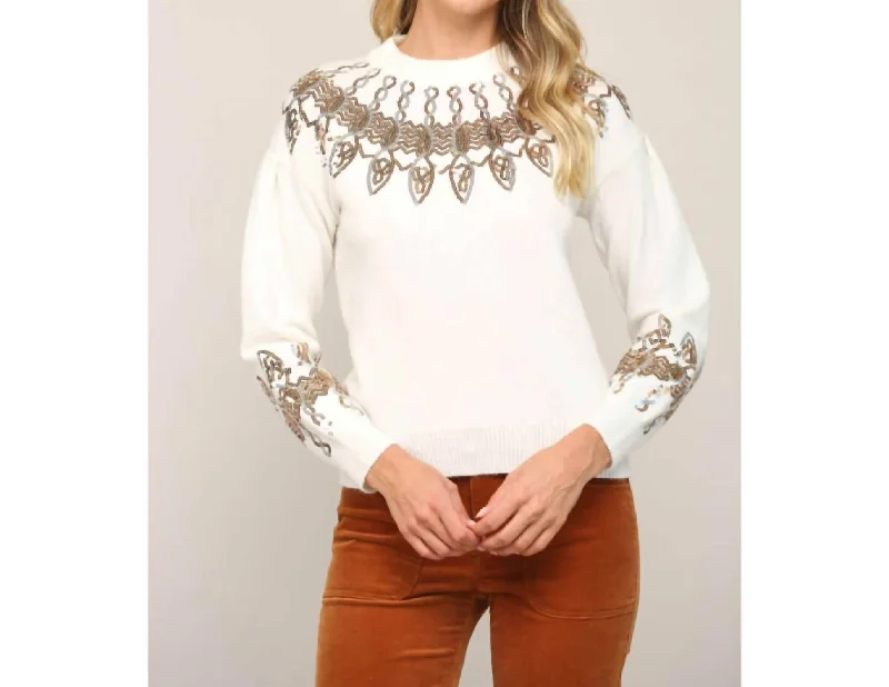 Urban Femme Streetwear Spangle Detail Holiday Sweater In White