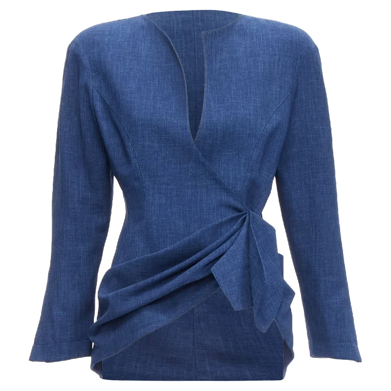 Day-To-Night Styles Thierry Mugler drape curved collar power blazer jacket