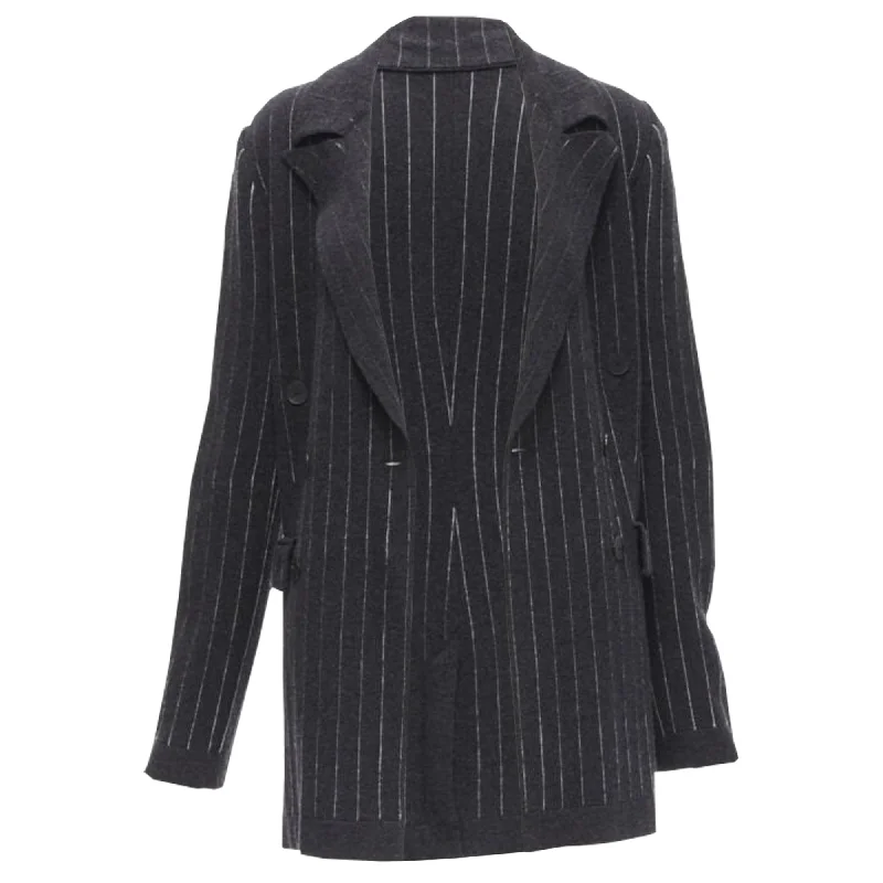 High-End Women’S Wear Barrie cashmere pinstriped double breasted blazer cardigan