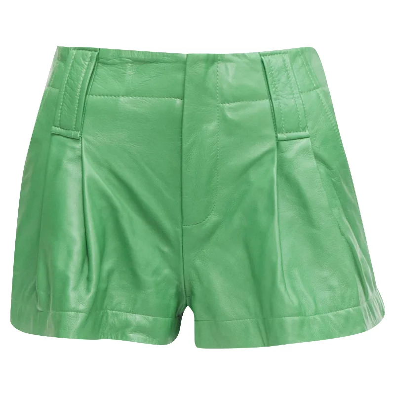 The Latest Trends Ganni Lambskin Leather High Waist Flared Shorts