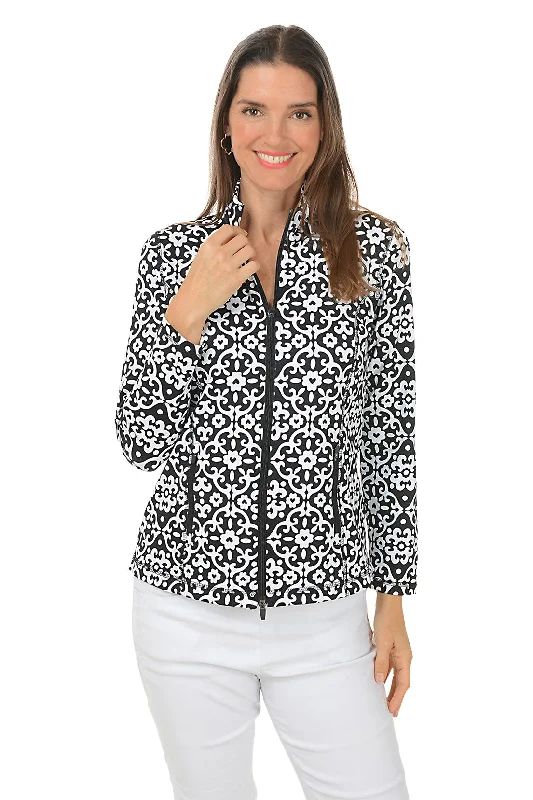 Special Occasion Wear Heart Damask UPF50+ Zip Front Jacket