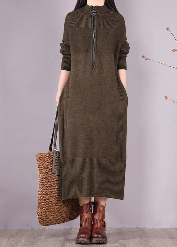 Beat The Heat In Tropical Styles Chic Chocolate Dresses Zippered Pockets Maxi Spring Dress