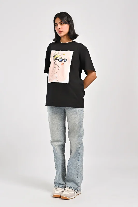 Fashion Forward Femme OVERSIZED EMBELLISHED TEE