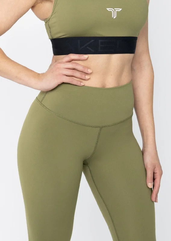 Athleisure Wear Promotion High Waist Power Tech Legging Army Green