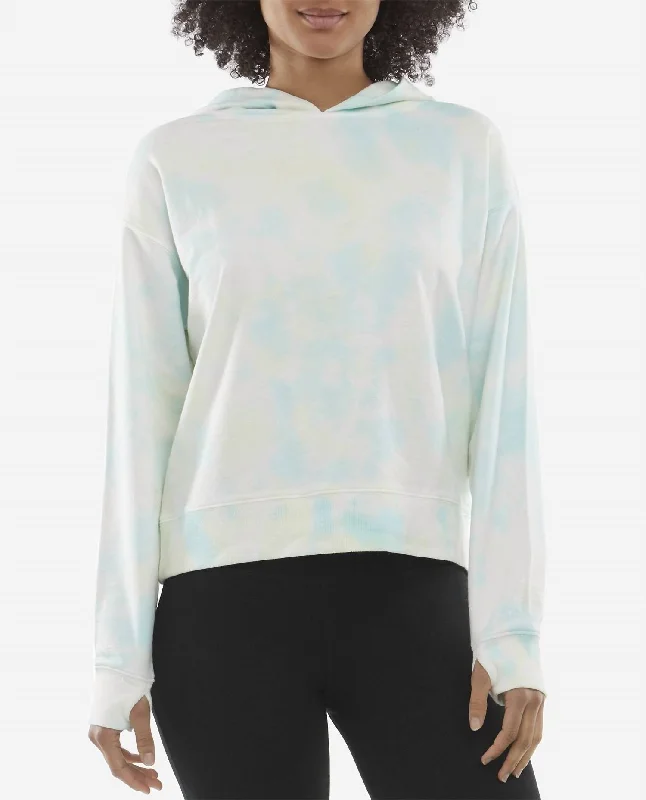 Classic Appeal Mottled Tie Dye Hoodie In Crystal Turquoise