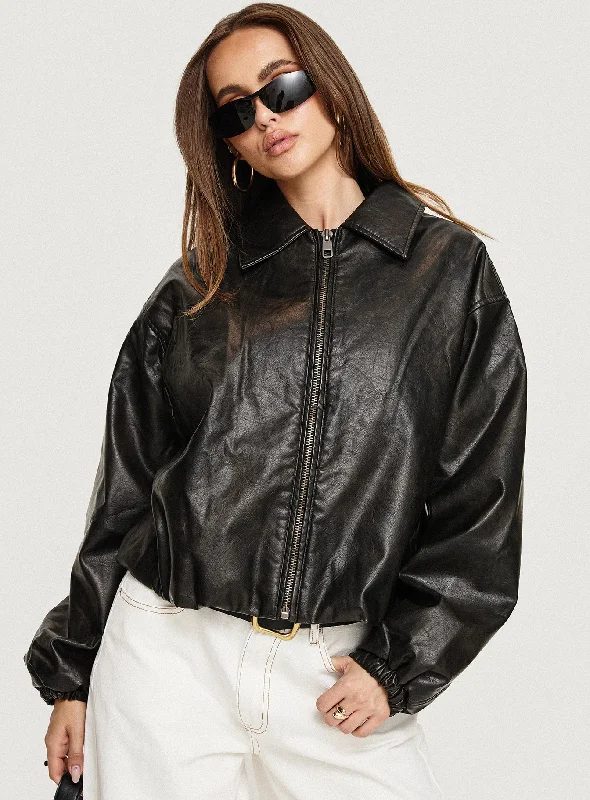 Chic Styles Nirvana Bomber Jacket Onyx