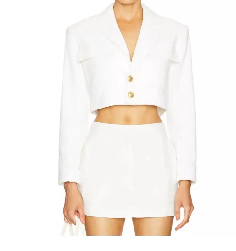 Big Discounts Banks Cropped Tailored Boucle Jacket In White