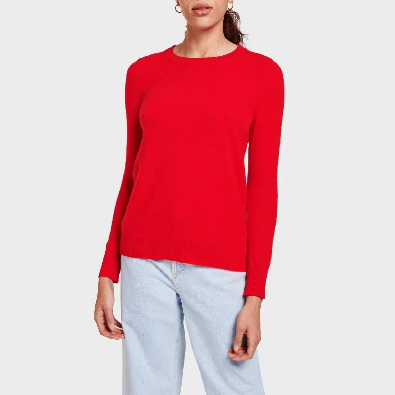 Evening Elegance Essential Cashmere Crewneck (Sunset Red Heather)