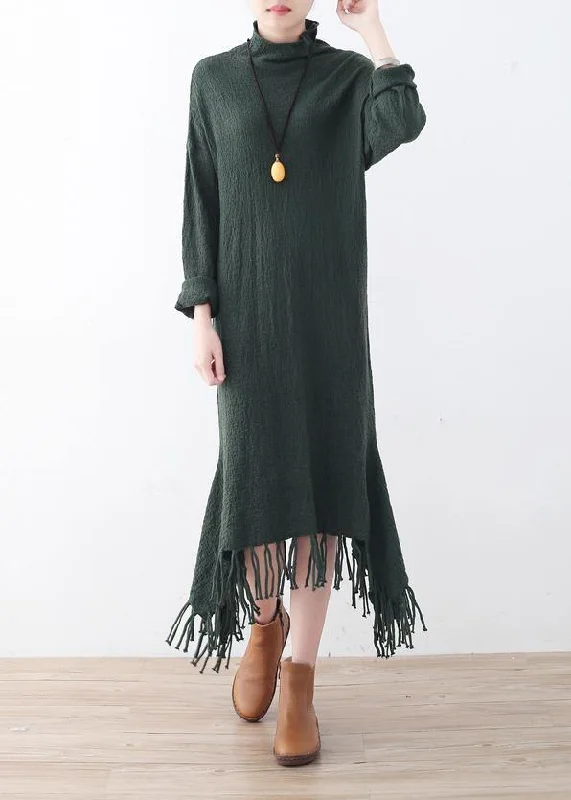 Unbeatable Prices Vintage green Sweater Wardrobes Quotes high neck Big fall sweater dress